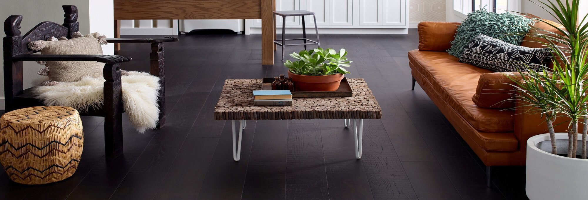 Couch, chair and table on the tile - Mac's Custom Flooring in Redlands